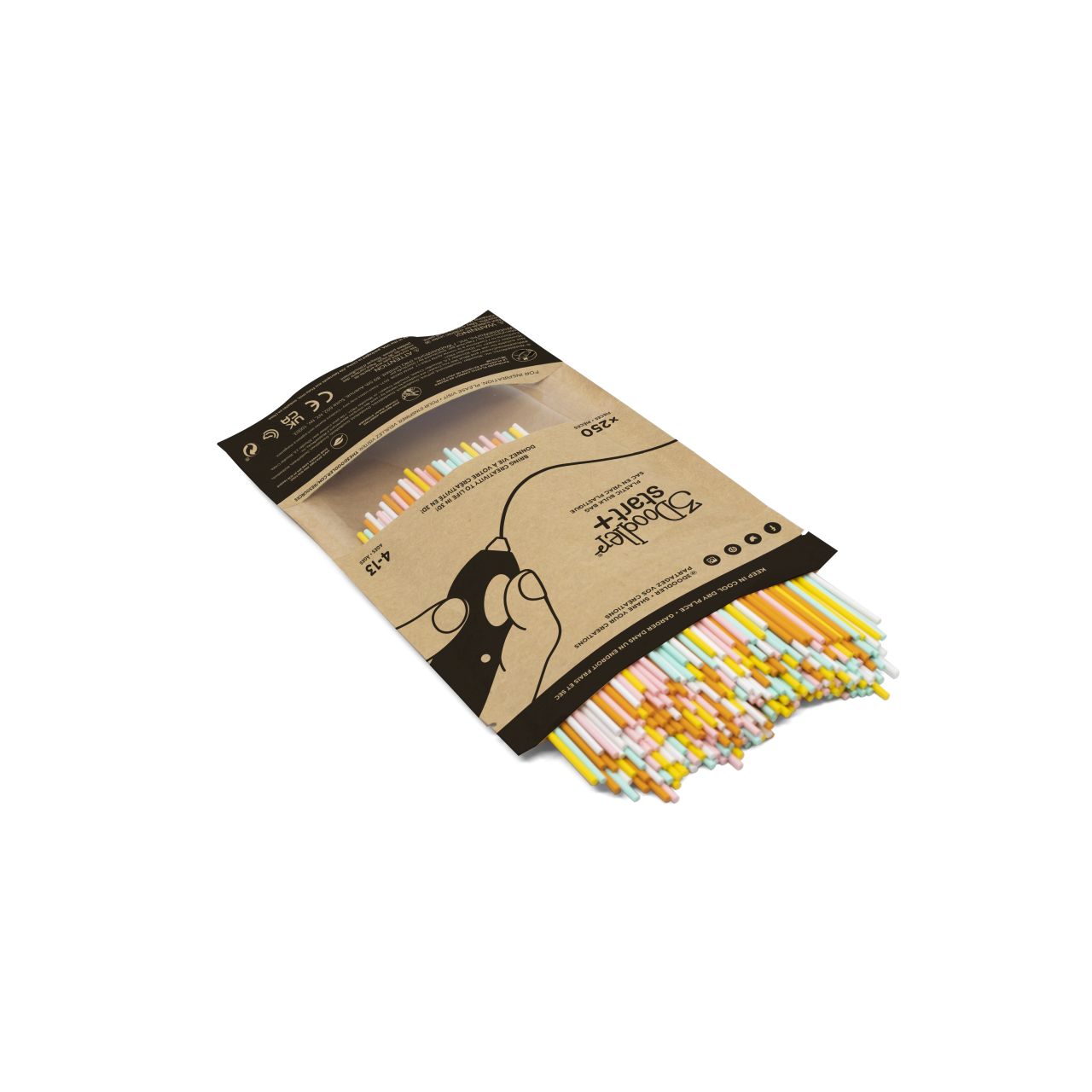 3Doodler Filamento / Start+ / 250 / bianco, rosa, menta, giallo, arancione / "Fire & Ice Mix"